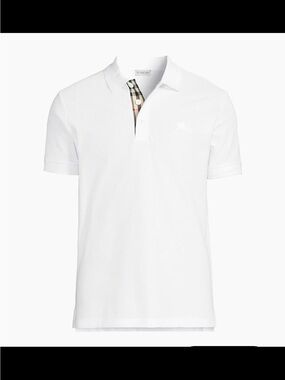 Burberry White Polo with Signature Check Placket